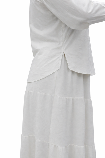 White Puff Sleeve High-Waist Blouse