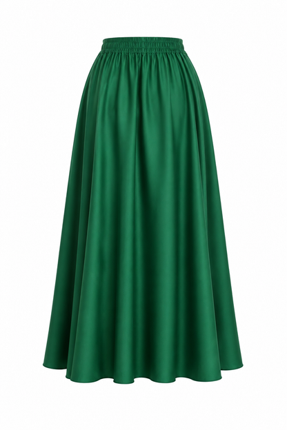 Satin Flowy Maxi Skirt