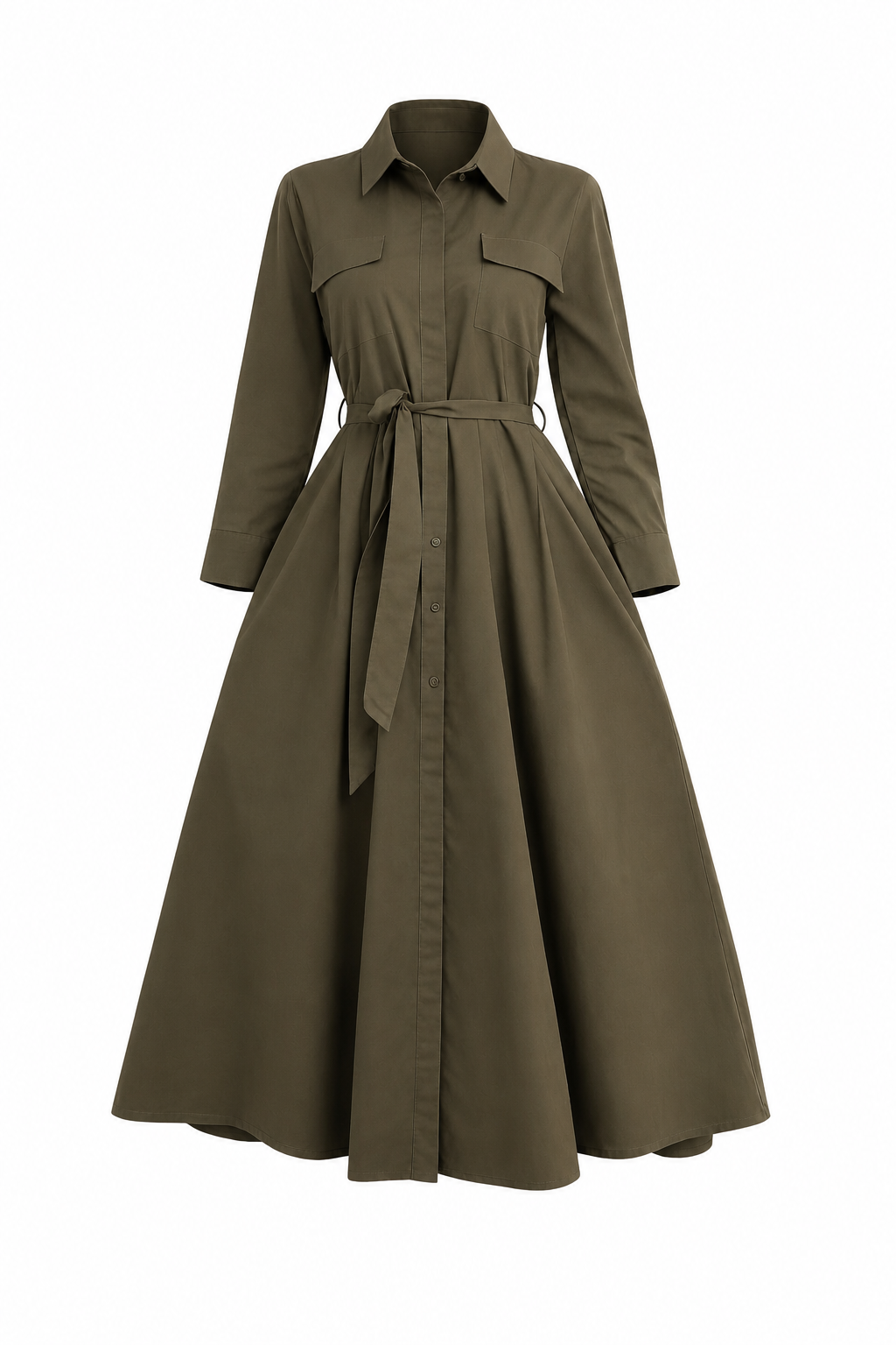 Olive gabardine dress