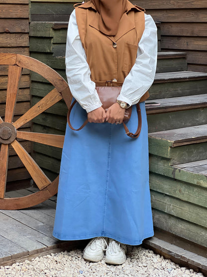 Pleated Baby Blue jeans skirt