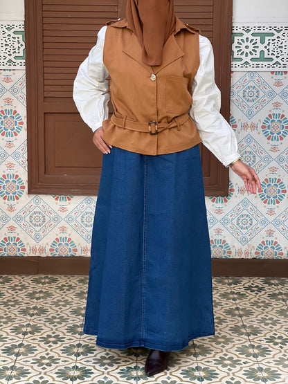 Pleated Blue jeans skirt