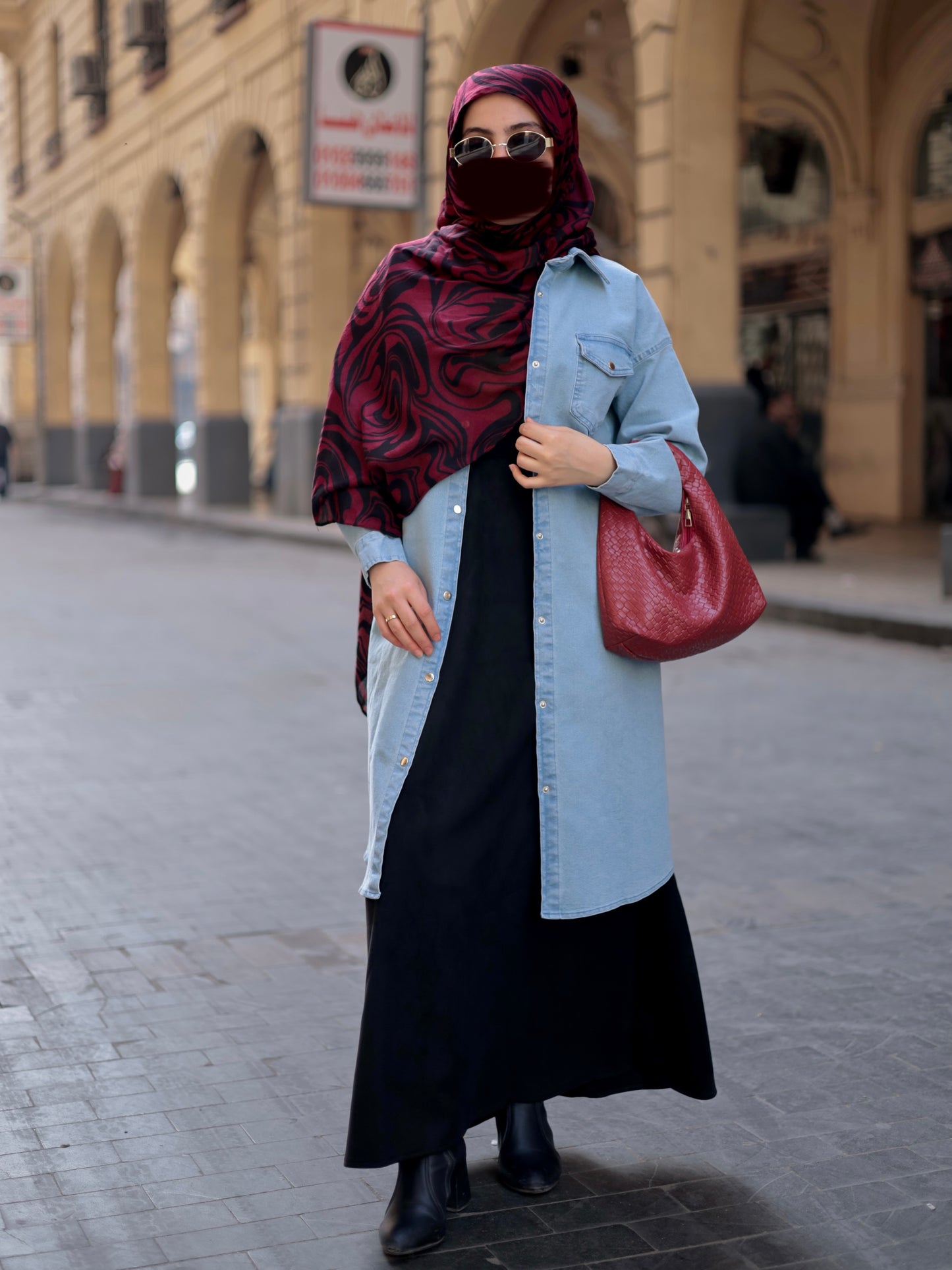 Long sleeve denim shirt baby blue