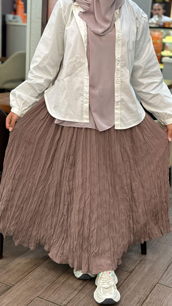 Crinkled Pleated Maxi Skirt