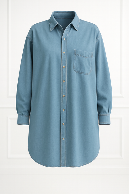 Long sleeve denim shirt baby blue
