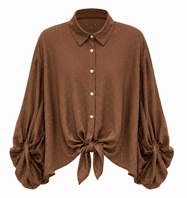 Polka Dot Tie-Front Blouse