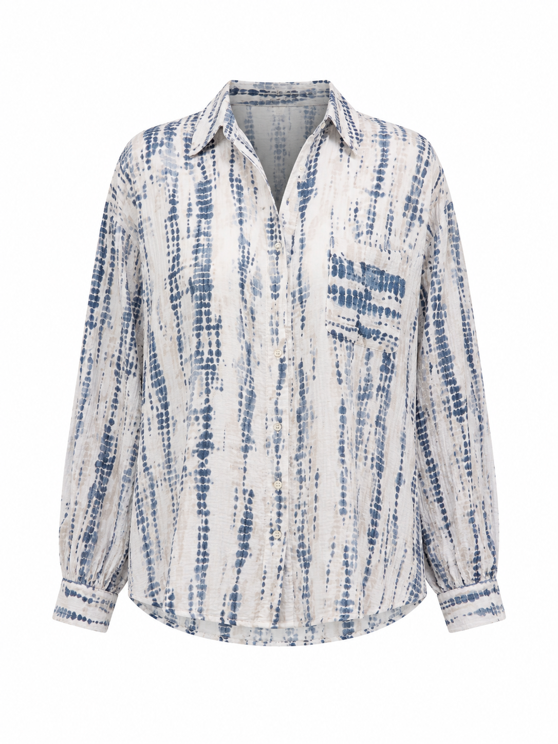 White linen shirt with blue print