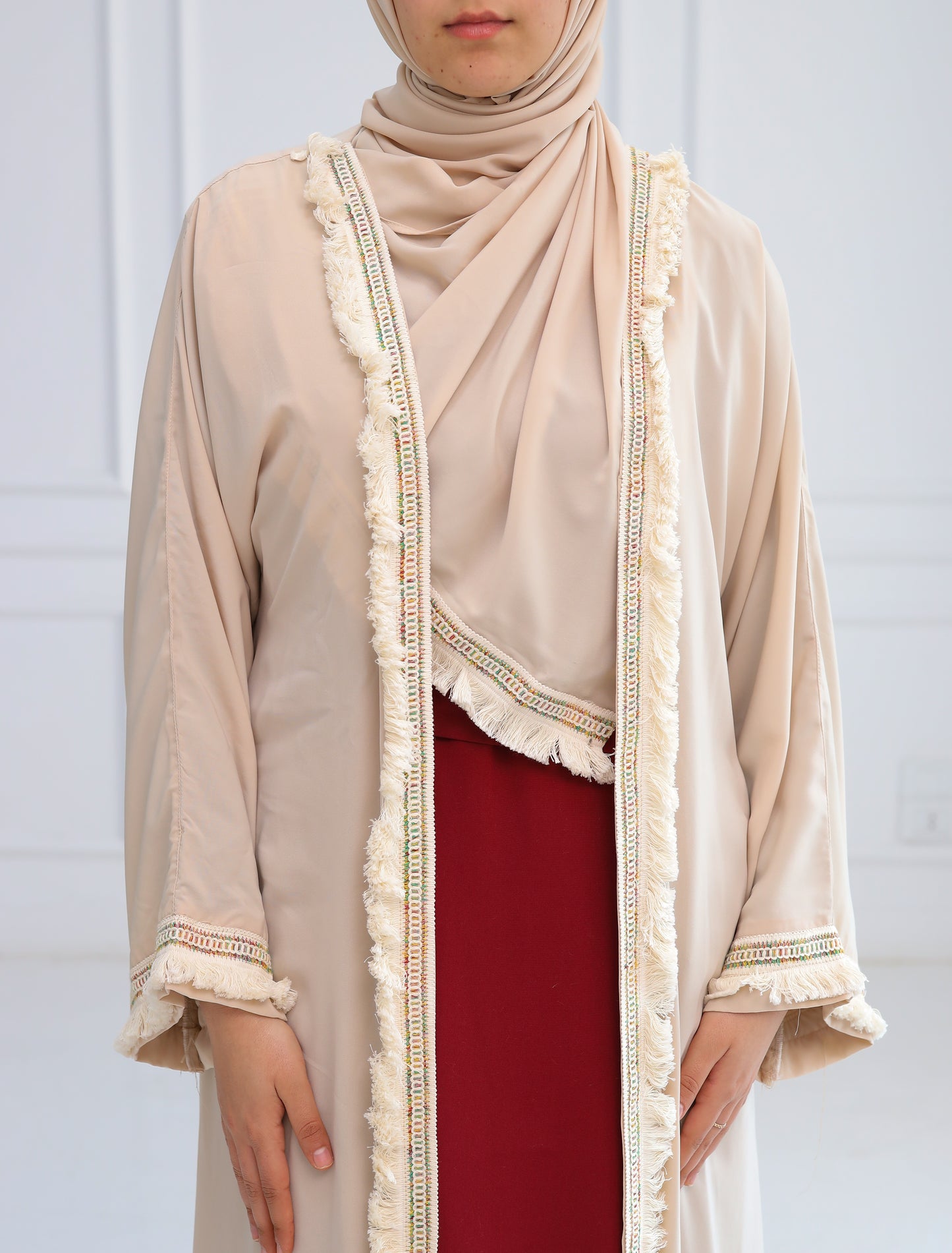 Beige abaya with cardigan